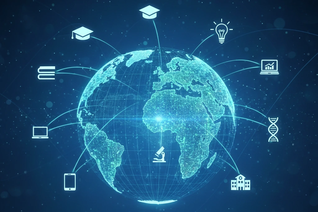 Student with globe studying geography